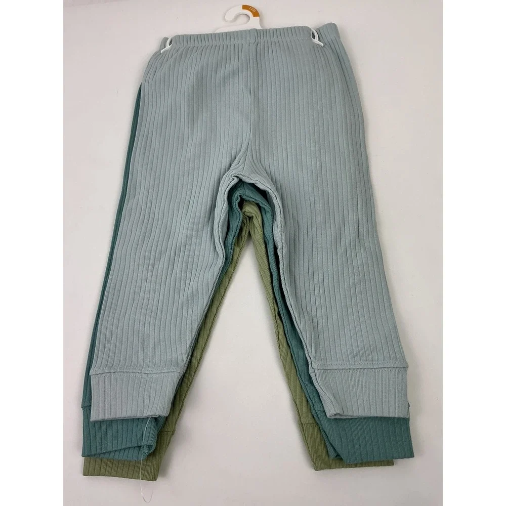 NWT Cloud Island Baby Ribbed Pants 3-Pack 12M Blue‎ Green Leggings Neutral